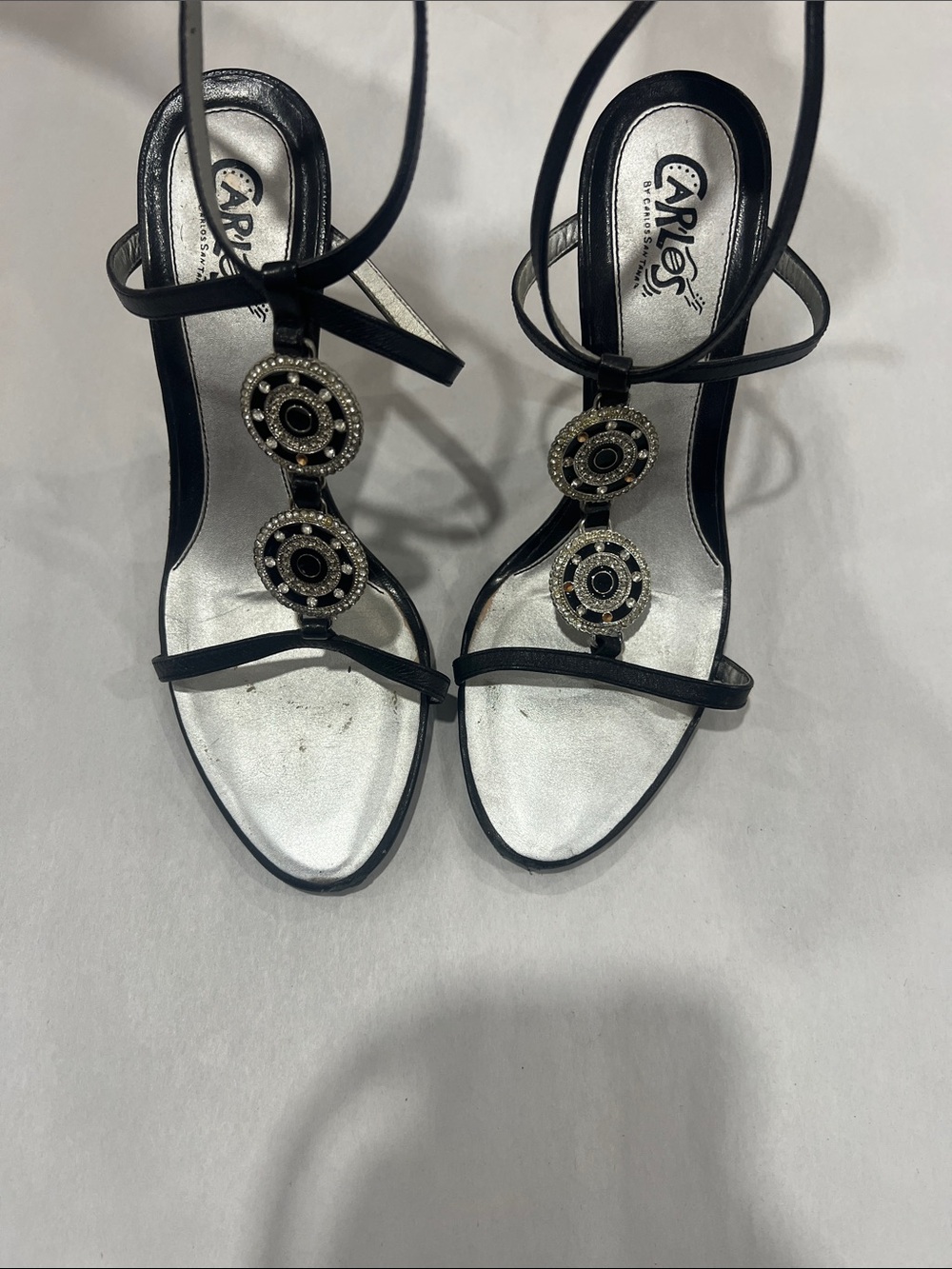 Black Strappy Embellished Sandals